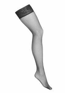 Fiore Fishnet Hold Ups H014 pończochy kabaretki samonośne czarne z koronką i silikonowym paskiem