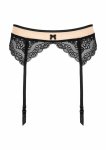 Garter Belt G001 pas do pończoch czarno-beżowy z regulacją i koronką