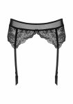 Garter Belt G002 pas do pończoch czarny z tiulu i koronki, regulowane paski