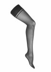 Stockings S004 pończochy do pasa czarne 20 den z wzorem, bez silikonowych pasków