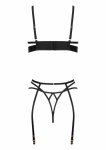 Lacina 3 pcs set komplet bielizny koronkowej z satyną i pasem do pończoch