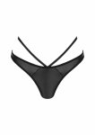 Blackelia String czarny wetlook z podwójnymi paskami minimalistyczny fason