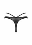 Blackelia String czarny wetlook z podwójnymi paskami minimalistyczny fason