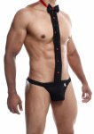 MOB Tuxedo Lace Thong – męski string z koronką i paskiem jockstrap, styl smokingowy, czarny