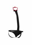 MOB Tuxedo Lace Thong – męski string z koronką i paskiem jockstrap, styl smokingowy, czarny