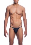 MOB Microfiber V-String męski, bezszwowy, oddychający, czarny, anatomiczna kieszeń