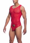 MOB Sexy Sheer Body siateczkowy kombinezon z otwartym przodem, czarny, stringi