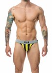MOB Stripe Classic Jock sportowy model z bawełnianą kieszenią czarno-biały, oddychający
