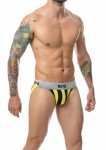 MOB Stripe Classic Jock sportowy model z bawełnianą kieszenią czarno-biały, oddychający