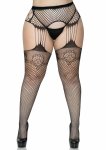Leg Avenue Duchess Plus pończochy kabaretki z koronkową gorą, pas XL