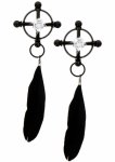 Taboom Velvet Feather Clamps czarne klamry z piorkami, regulacja nacisku, dekoracyjne