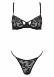 2 Pcs Set TP107 komplet bielizny koronkowej z fiszbinami i stringami, czarny