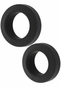 Double Stackers C-Rings 2 Pcs Set M silikonowe pierścienie wsparcia, średni rozmiar, czarny
