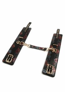 GEISHA Floral Jacquard mankiety na kostki z satynowym wnętrzem, kwiatowy wzór, vegan leather