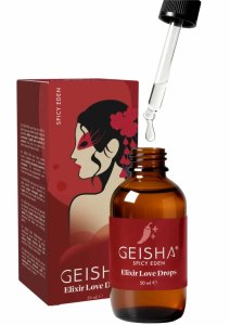 Elixir Love Drops 50 ml GEISHA rozgrzewający olejek do masażu, jedwabista formuła, 4 zapachy