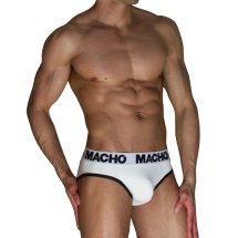 MACHO MCH006 Klasyczne majtki męskie XL biało-czarne, Lycra, anatomiczna wstawka push-up