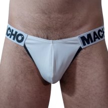 MACHO MCH009 Slipy męskie białe M, Lycra, anatomiczna miseczka push-up, oddychający materiał
