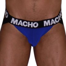 MACHO MX28AZ Jockstrap M, niebieska kratka, lycra, anatomiczny krój, podwójne paski