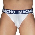 MACHO MX29DK Jockstrap White+Marine S, anatomiczny, oddychający, lycra z elastanem