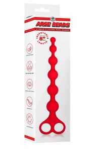 NMC 8 Inch Ribbed Silicone Beads Red – silikonowe kulki anatomiczne 20,3 cm, czerwone, z ergonomicznym uchwytem