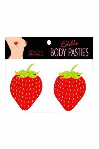 Edible Body Pasties Strawberry – jadalne ozdoby na ciało o smaku truskawkowym, 2 sztuki
