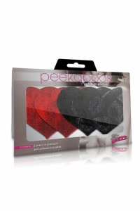 Peekaboo Pasties Stolen Kisses Hearts – samoprzylepne ozdoby serca, 2 pary, czerwone i czarne