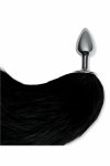 WHIPSMART Metalowy Plug 2,5" z czarnym ogonem Fox Tail 36 cm i pompką higieniczną