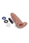 SIZE UP Silicone Extender z wibracją i pętlą, tan, 15 cm, 3 pierścienie, ładowanie USB