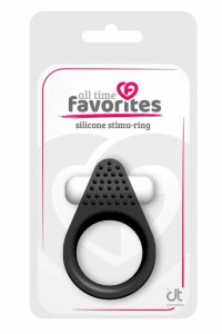 ALL TIME FAVORITES Stimu-Ring Black – silikonowy pierścień wibrujący, IPX5, z wypustkami