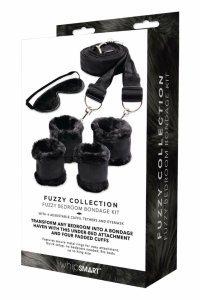 WHIPSMART Fuzzy Bedroom Bondage Kit zestaw z miękkimi kajdankami, opaską i taśmami