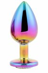 GLEAMING LOVE Multicolour Plug Large aluminium z kryształem, 9,5 cm, opływowy kształt