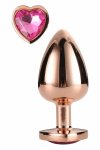 GLEAMING LOVE Rose Gold Plug Medium aluminiowy model z sercowatym kryształem, 8,3 cm