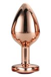 GLEAMING LOVE Rose Gold Plug Medium aluminiowy model z sercowatym kryształem, 8,3 cm