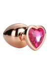 GLEAMING LOVE Rose Gold Plug Medium aluminiowy model z sercowatym kryształem, 8,3 cm