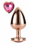 GLEAMING LOVE Rose Gold Plug Large aluminiowy model z sercowatym kryształem, 9,5 cm