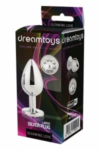 GLEAMING LOVE Silver Plug Large aluminiowy model z kryształem, 9,5 cm, srebrny