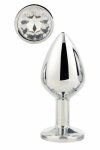 GLEAMING LOVE Silver Plug Medium aluminiowy model z kryształem, 8,3 cm, srebrny