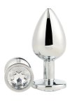GLEAMING LOVE Silver Plug Medium aluminiowy model z kryształem, 8,3 cm, srebrny