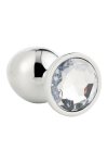 GLEAMING LOVE Silver Plug Medium aluminiowy model z kryształem, 8,3 cm, srebrny