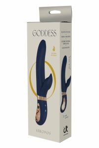 GODDESS COLLECTION ATROPOS – podwójny masażer silikonowy z podgrzewaniem, granatowy