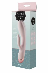 VIVRE DUO VIBE COCO – dwusilnikowy model silikonowy, wodoodporny, pastelowy różowy