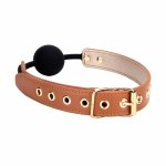 Blaze Elite Ball Gag Cognac silikonowa kula 4,1 cm, wegańska skóra, regulacja, bez niklu