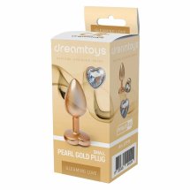 GLEAMING LOVE Pearl Gold Plug Small z kryształem, aluminium, złoty połysk, 7,1 cm