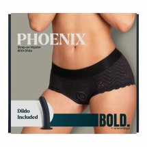 BOLD. PHOENIX Strap-On Hipster XL z silikonowym elementem, czarny, 15,5 cm