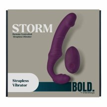 BOLD STORM bezprzewodowy masażer intymny z pilotem, silikonowy, 21 cm, podwójny silnik, IPX6