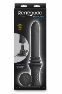Renegade Super Stroker Black maszyna intymna z podgrzewaniem, pilot, 3 prędkości, 36,8 cm