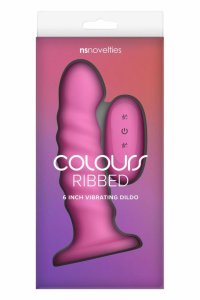 COLOURS Ribbed 6 Inch Pink silikonowy model wibrujący, pilot, przyssawka, IPX6, USB