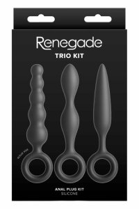 Renegade Trio Kit Black zestaw 3 anatomicznych korków silikonowych, ergonomiczne uchwyty