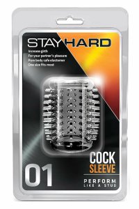 STAY HARD Sleeve 01 Transparent – elastyczna nakładka intymna z wypustkami, uniwersalny rozmiar