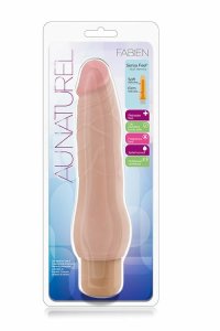 Blush AU NATUREL Fabien Beige 22,8 cm – elastyczny model z wibracją, Sensa Feel Dual Density
